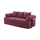 Folding Compression Sofa with Metal Frame, Side Pockets Plus 3 Pillows. Freely Configurable. Modern Metal-fabric Combination