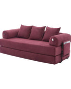 Folding Compression Sofa with Metal Frame, Side Pockets Plus 3 Pillows. Freely Configurable. Modern Metal-fabric Combination
