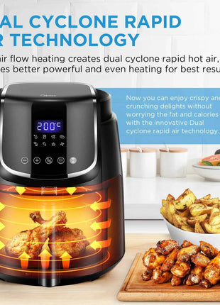 Friggitrice ad Aria Midea 4L 1500W - 8 Modalità, 35-200°C, Senza Olio MAD40F8APK-S