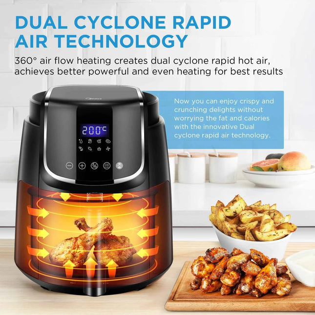 Friggitrice ad Aria Midea 4L 1500W - 8 Modalità, 35-200°C, Senza Olio MAD40F8APK-S