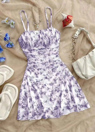 Abito Estivo da Donna 2026, Nuovo Vestito Giovanile con Stampa Floreale e Collo all'Americana, Elegante e alla Moda, Adatto per Tutte le Stagioni, Abito per Bambini