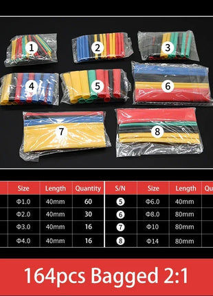 127/328/750 Pcs Heat Shrink Tubing Kit 2:1 Wire Shrinkable Tube Heat Shrink Wire Connect Cover Protection Sleeves