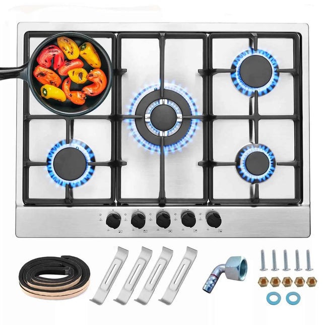 Piano Cottura a Gas Topstrong 5 Fuochi Inox Da Incasso - Gas Naturale e GPL YYEUGCT-S05