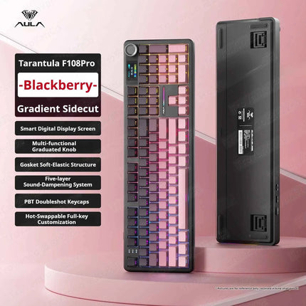 AULA F108 PRO Mechanical Keyboard Custom 100% Layout RGB Backlight Wireless Bluetooth Hifi Switch Gaming Keyboard