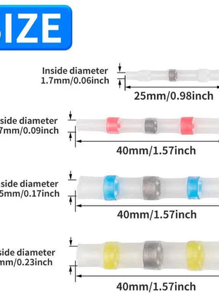 50/100/200/250PCS connettori per cavi sigillati per saldatura, tubi termorestringenti anelli di saldatura connettori per aggancio, isolamento impermeabile ele