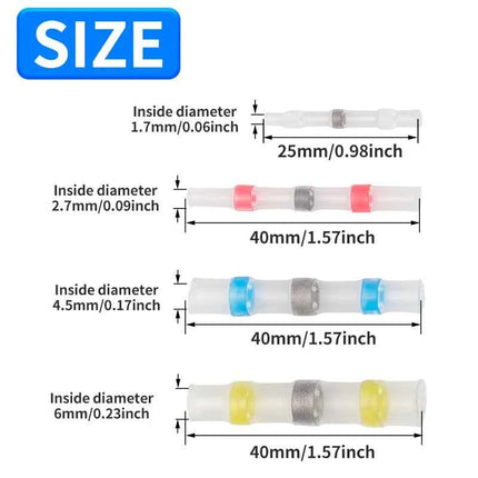 50/100/200/250PCS connettori per cavi sigillati per saldatura, tubi termorestringenti anelli di saldatura connettori per aggancio, isolamento impermeabile ele