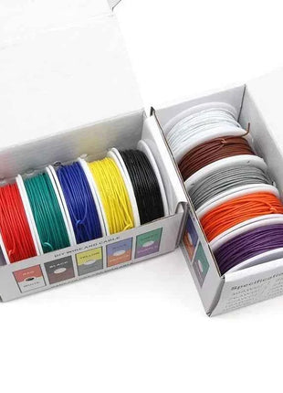 （5 Colors Mix Kit）UL1007 Wire PVC Insulation Tinned Copper Cable Stranded Electrical Line 30/28/26/24/22/20/18/16 AWG PCB Wire