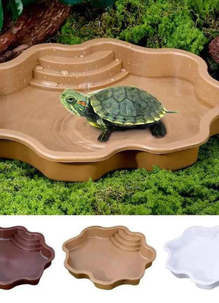 Turtle Pool Large Reptile Turtle Bathing Tub Feeding Bowl Lizards Habitat With Ramp Tortoise Feeder Bowl for Small Geckos Turtle
