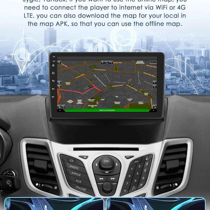 For Ford Fiesta Mk7 2009-2017 Wireless CarPlay for Apple Android Auto Car Radio GPS RDS WiFi 4G 8Core Multimedia Stereo 2din SWC