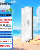 Crucial Pro DDR5 RAM 16GB/2x16GB, CL36 6000MHz, Overclocking Desktop Gaming Memory, Intel XMP 3.0 & AMD Expo Compatible, White