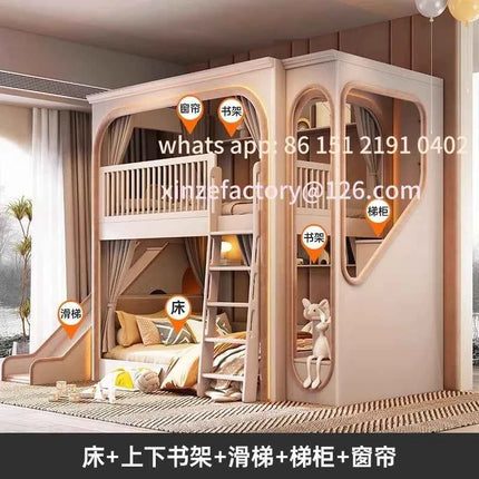 Customizable bunk beds Small apartment sibling bed High and low child and mother slide Space capsule Roof bed