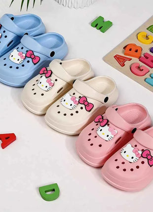 Pantofole per bambini con fiocco Hello Kitty, sandali estivi leggeri e traspiranti per bambine, scarpe da spiaggia