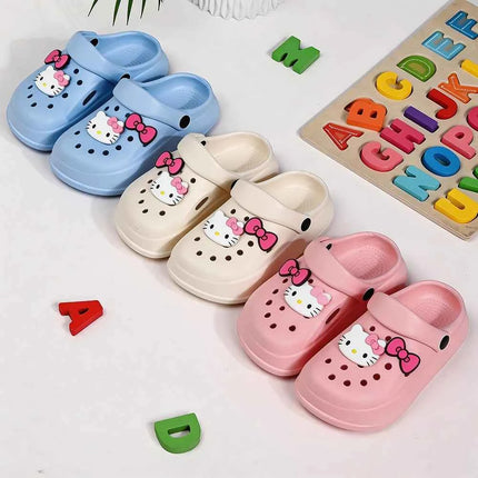 Pantofole per bambini con fiocco Hello Kitty, sandali estivi leggeri e traspiranti per bambine, scarpe da spiaggia
