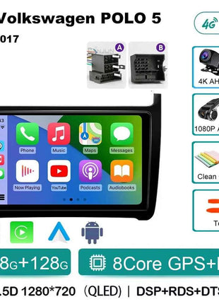 Android 15 For Volkswagen VW POLO 5 Sedan 2008 - 2023 Car Radio Navigation Multimedia Player Carplay Auto Stereo DSP WIFI+4G GPS
