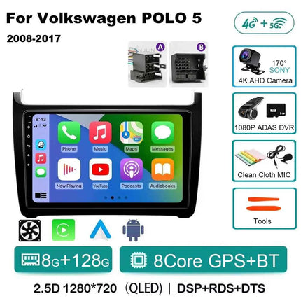 Android 15 For Volkswagen VW POLO 5 Sedan 2008 - 2023 Car Radio Navigation Multimedia Player Carplay Auto Stereo DSP WIFI+4G GPS