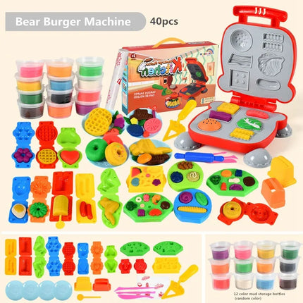 12 colori creativi per bambini giocattolo di argilla set di strumenti per plastilina macchina per gelato con noodle per hamburger kit di giocattoli per case da gioco con stampo fai da te