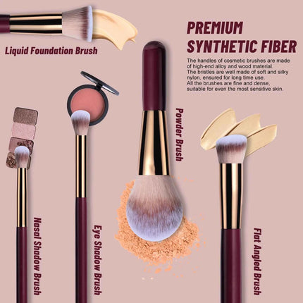 14 PCS Makeup Brush Set With Illuminated Mirror Portable Short Handle LED Light USB Rechargeable Makeup Brushes Kit
