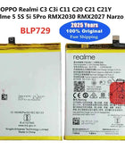 2025 Years 5000mAh BLP729 Original Battery For OPPO Realme 5S 5i 5 Pro Realmi C3 C3i C11 C20 C21 C21Y Narzo 50i Batteries