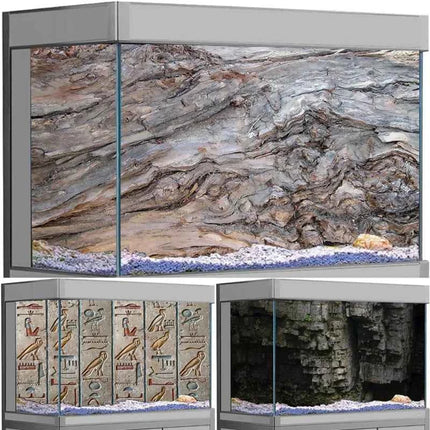 3D Texture Aquarium Background Sticker Egyptian Hieroglyphs Fish Tank Backdrop Rock Cave Decor for Aquarium Decoration
