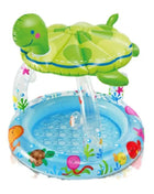 Tropical Island Coconut Tree Design Inflatable Kids Pool Baby Swimming Pool with Sunshade Canopy 1-3Y Outdoor Water Fun Play