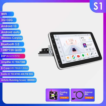 Hizpo 1din Car Stereo Radio Rotate Touch Screen For Universal Carplay GPS Navigation Bluetooth Android-auto WIFI Autoradio 7862