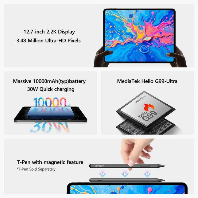 Teclast ArtPad Pro 12.7" Display UHD 2.2K, Max. 20GB RAM, 256GB ROM, Helio G99, 10000mAh, 30W, Tablet Android 15, LTE Globale