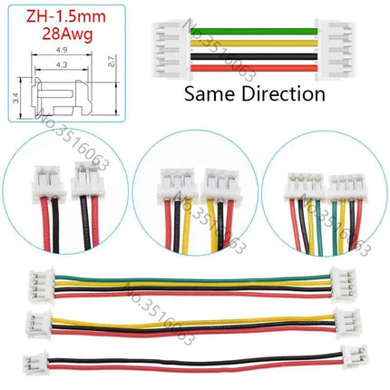 5/10 Pz JST ZH-1.5mm Passo Maschio Connettore Con Filo 100/200/300mm Cavo 2/3/4/5/6/7/8/9/10P Spille Ponticello Linea Per Arduino