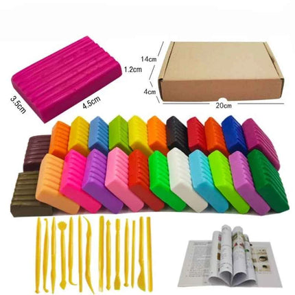 24 colori argilla polimerica Fimo fai da te set di argilla morbida stampaggio forno artigianale cottura blocchi di argilla giocattolo per l'educazione precoce per i bambini