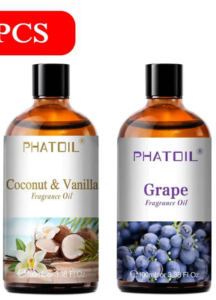 PHATOIL 100ml Aromatherapy Fragrance Oil Coconut & Vanilla Strawberry Cherry Lemon 1/2/3pcs Aroma Oil For Diffuser Candle Making