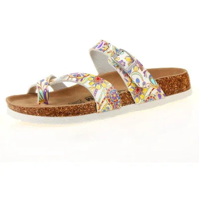 28 colori New Summer Beach Infradito in sughero Sandali Donna Pu Leather Colore misto Scarpe da pantofola per San Valentino all'aperto