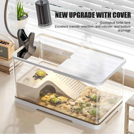 Turtle Tank Reptile Tank Tortoise Aquarium Habitat Aquatic Tortoise Aquarium Resistant Hydroponic Tank Fish Tank Vivarium Box