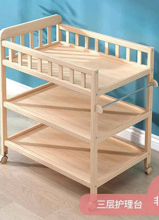 Diaper Changing Tables Solid Wood Baby Care Table Massage Bath Integrated Multifunctional Baby Bed Changing Table