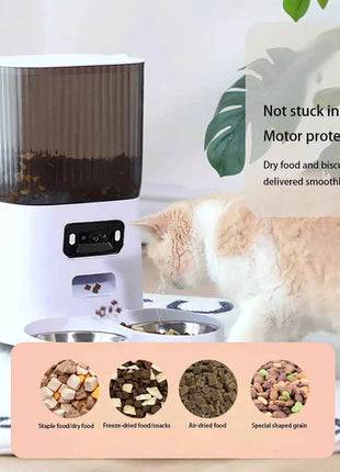 5L Double Bowls Smart Automatic Cat Feeder With Camera Cat Dry Food Video Dispenser Pet Smart Voice Recorder Auto Feeder For Dog