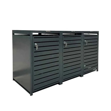 Wheelie Bin Hideaway Store Weatherproof Storage Box Metal Dust Bin Shelter Shed for Backyard Outdoor Patio Garden