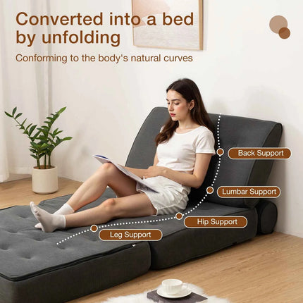 Folding Sofa Bed Sleeper Sofa Chair 3 in 1 Convertible Sofa Bed with 2 Pillows Foldable Couches Mattress with Back Support Floor