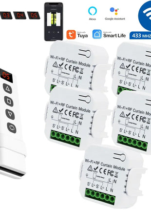 Modulo interruttore per tende Smart WiFi RF Wireless 433 MHz 5 in 1 telecomando, 110 V 220 V 240 V per garage con tapparella Tuya Alexa
