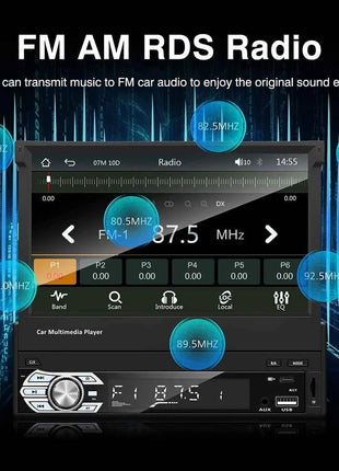 Carplay Android Auto Universal 1 Din MP5 Player 7 Inch Retractable Touch Screen Car Player HD FM AUX Input BT Radio Mirror Link