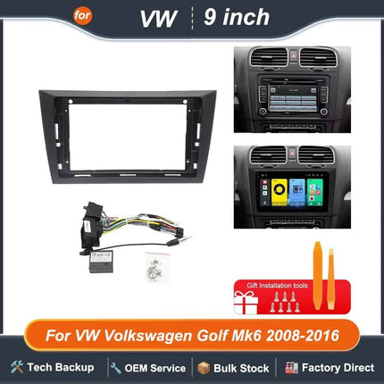 9 pollici Autoradio Fascias Per VW Volkswagen Golf Mk6 2008-2016 Pannello Stereo Cablaggio Cavo di Alimentazione Adattatore Canbus Kit di Montaggio