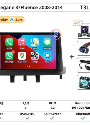 Srnubi Car Radio For Renault Megane 3 Fluence Samsung SM3 2008-2014 Multimedia Player Carplay Android Auto Autoradio Navigatore