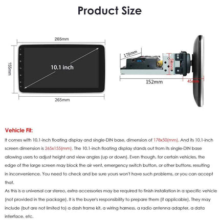 Hizpo 1din Car Stereo Radio Rotate Touch Screen For Universal Carplay GPS Navigation Bluetooth Android-auto WIFI Autoradio 7862