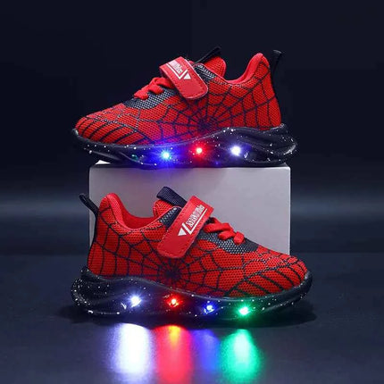Primavera Autunno Ragazzi Spiderman Mesh Scarpe sportive traspiranti Disney LED Sneakers per bambini Scarpe casual per bambini Scarpe leggere per 0-6 anni