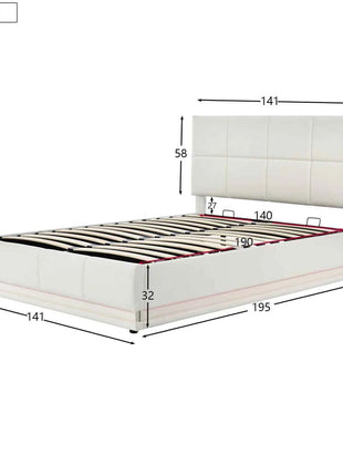 Rosahqnda Hydraulic Double Bed frame 140*190cm with LED Adjustable Headboard Storage bed 140*200cm Cushions bed PU