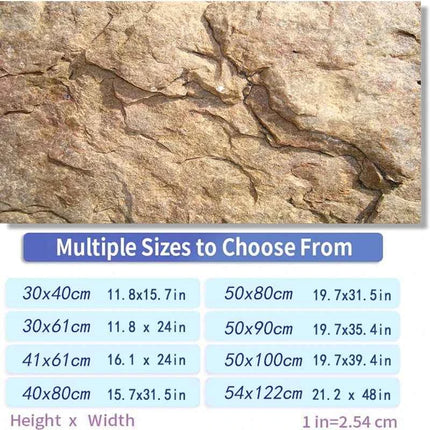 3D Aquarium Background Sticker,  Rock Texture Painting Wallpaper Fish Tank Backdrop Decorations PVC