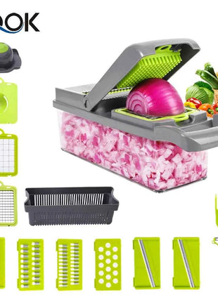 14/16 in 1 Multifunctional Vegetable Chopper Onion Chopper Handle Food Grate Food Chopper Kitchen Vegetable Slicer Dicer Cut