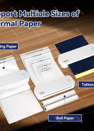 Portable A4 Thermal Printer Bluetooth Photos PDF Document Printing Machine Folded Rolls Paper For Office Work Home School Travel