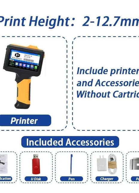 EURANNIT E19 12.7mm Portable Printer Handheld Thermal Inkjet Printer Portable Expire Date Counter QR Barcode Logo Coding Machine
