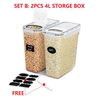 4L Cereal Storage Containers with Lids 1/2/4pcs Airtight Food Moistureproof Tank with Label Stickers Kitchen Organization Box