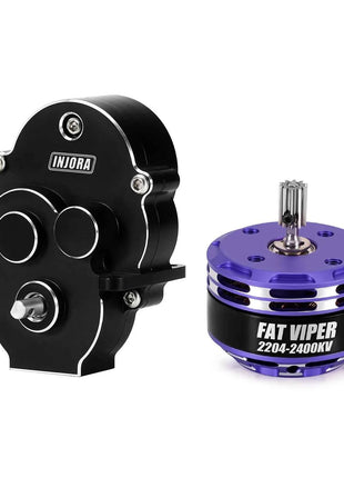 INJORA Brushless Fat Viper 2204 Outrunner Motor & Transmission for 1/18 RC Crawler TRX4M