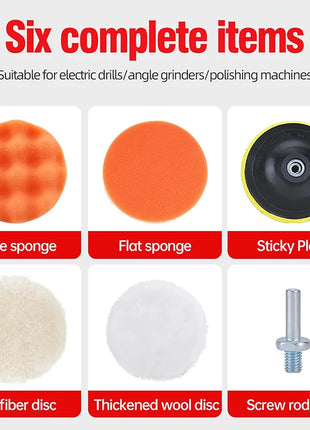 Kit di Spugne per Lucidatura Auto, Set di Tamponi in Schiuma per Lucidatrice, Tamponi per Cera per Auto e Moto, Rimuove i Graffi