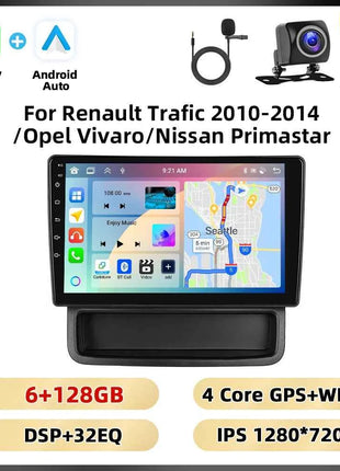 Podofo 10.1'' 8Core Car Audio For Renault Trafic 2010-2014/ Opel Vivaro/Nissan Primastar Carplay Android Auto Qualcomm DSP RDS